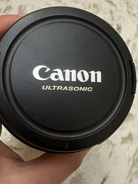Canon Black Lens Cap with White and Gold Logos